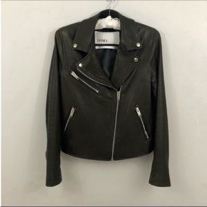 DOMA Moto Leather Jacket Army Green